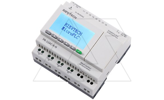 Программируемый логический контроллер PR-12AC-R-N, 110_240VAC, 8DI, 4RO, RTC, SD, RS485, Ethernet, ЖКИ Rievtech даташит схема