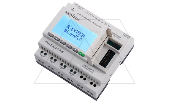 Программируемый логический контроллер PR-12DC-DA-R-N, 12_24VDC, 8DI(4AI), 4RO, RTC, SD, RS485, Ethernet, ЖКИ Rievtech даташит схема