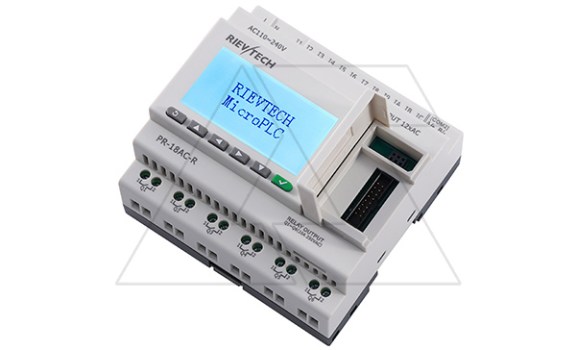 Программируемый логический контроллер PR-18AC-R, 110_240VAC, 12DI, 6RO, RTC, RS232, RS485, ЖКИ Rievtech даташит схема