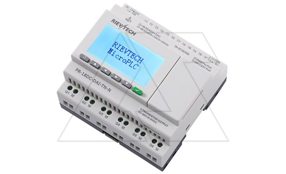 Программируемый логический контроллер PR-18DC-DAI-TN-N, 12_24VDC, 12DI(8AI), 6TO, RTC, SD, RS485, Ethernet, ЖКИ Rievtech даташит схема