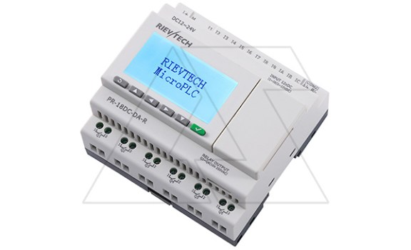 Программируемый логический контроллер PR-18DC-DA-R, 12_24VDC, 12DI(6AI), 6RO, RTC, RS232, RS485, ЖКИ Rievtech даташит схема
