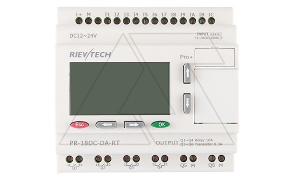 Программируемый логический контроллер PR-18DC-DA-RT, 12_24VDC, 12DI(6AI), 2TO, 4RO, RTC, RS232, ЖКИ фото