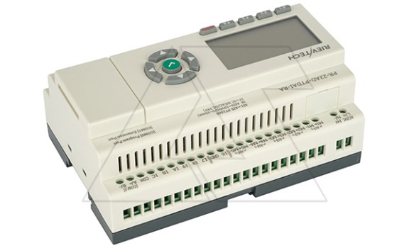 Программируемый логический контроллер PR-22AD-PTDAI-RAI, 12_24VDC, 5xPt1000, 6DI, 1AI(0..20mA/0..10VDC), 6RO, 4AO(0..10VDC), RTC, RS485, ЖКИ, HVAC Rievtech даташит схема