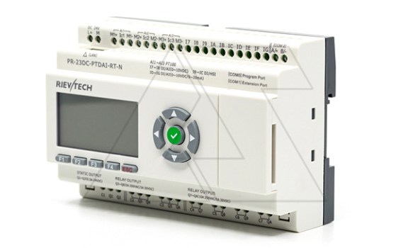 Программируемый логический контроллер PR-23DC-PTDAI-RT-N , 12_24VDC, 3xPt100, 10DI(6AI), 2TO, 8RO, RTC, SD, RS485, Ethernet, ЖКИ Rievtech даташит схема