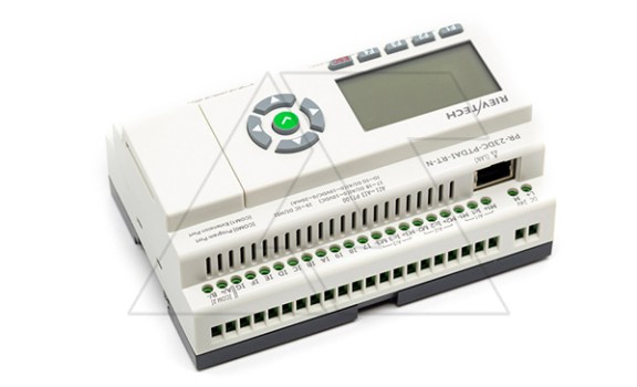 Программируемый логический контроллер PR-23DC-PTDAI-RT-N , 12_24VDC, 3xPt100, 10DI(6AI), 2TO, 8RO, RTC, SD, RS485, Ethernet, ЖКИ Rievtech даташит схема