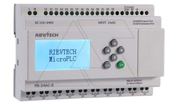 Программируемый логический контроллер PR-24AC-R, 110_240VAC, 14DI, 10RO, RTC, RS232, RS485, ЖКИ Rievtech даташит схема