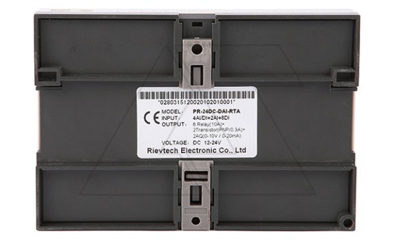 Программируемый логический контроллер PR-24DC-DAI-RTA, 12_24VDC, 12DI(4AI), 2AI, 2TO, 6RO, 1AO, RTC, RS232, RS485, ЖКИ Rievtech даташит схема