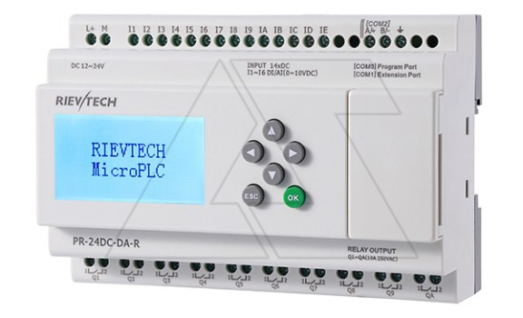 Программируемый логический контроллер PR-24DC-DA-R, 12_24VDC, 14DI(6AI), 10RO, RTC, RS232, RS485, ЖКИ Rievtech даташит схема