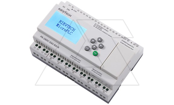Программируемый логический контроллер PR-26DC-DAI-RA-N, 12_24VDC, 16DI(12AI), 2AO, 8RO, RTC, SD, RS485, Ethernet, ЖКИ Rievtech даташит схема