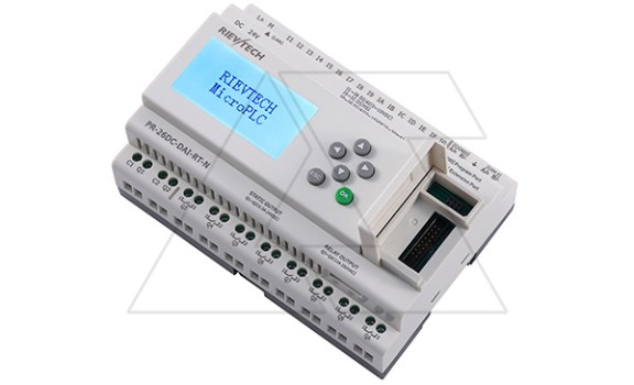 Программируемый логический контроллер PR-26DC-DAI-RT-N, 12_24VDC, 16DI(12AI), 2TO, 8RO, RTC, SD, RS485, Ethernet, ЖКИ Rievtech даташит схема