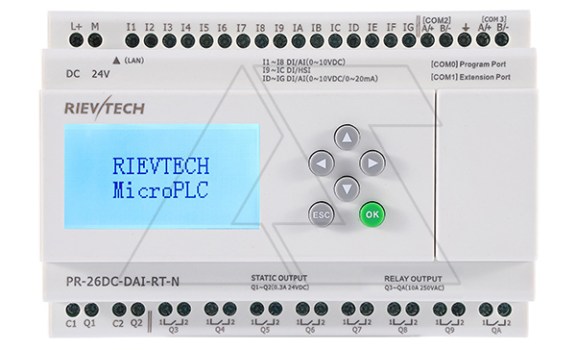 Программируемый логический контроллер PR-26DC-DAI-RT-N, 12_24VDC, 16DI(12AI), 2TO, 8RO, RTC, SD, RS485, Ethernet, ЖКИ фото