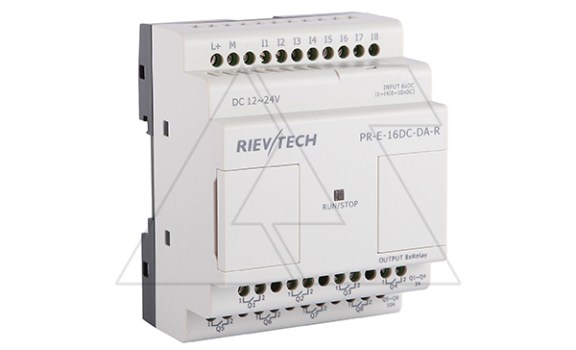 Модуль расширения PR-E-16DC-DA-R, 12_24VDC, 8DI(4AI), 8RO, для ПЛК серий SR и PR Rievtech даташит схема