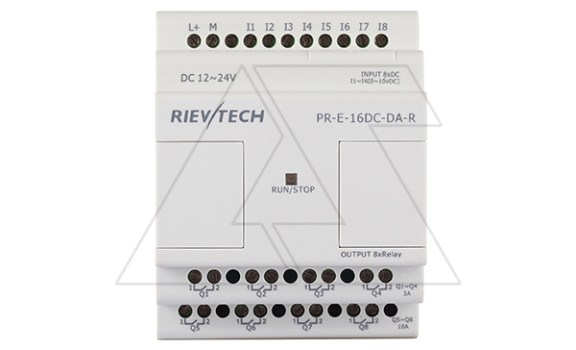 Модуль расширения PR-E-16DC-DA-R, 12_24VDC, 8DI(4AI), 8RO, для ПЛК серий SR и PR Rievtech даташит схема