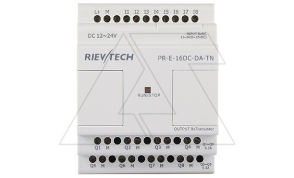 Модуль расширения PR-E-16DC-DA-TN, 12_24VDC, 8DI(4AI), 8TO, для ПЛК серий SR и PR Rievtech даташит схема