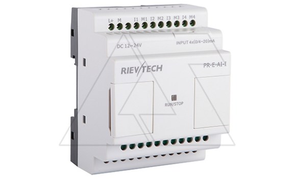 Модуль расширения PR-E-AI-I, 12_24VDC, 4AI, 0/4-20mA, для ПЛК серий SR и PR Rievtech даташит схема