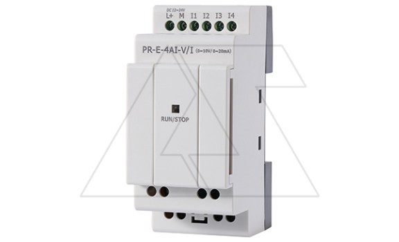 Модуль расширения PR-E-AI-V/I, 12_24VDC, 4AI, 0-10V, 0/4-20mA, для ПЛК серий SR и PR Rievtech даташит схема