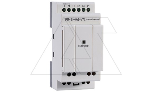 Модуль расширения PR-E-AI-V/I, 12_24VDC, 4AI, 0-10V, 0/4-20mA, для ПЛК серий SR и PR Rievtech даташит схема
