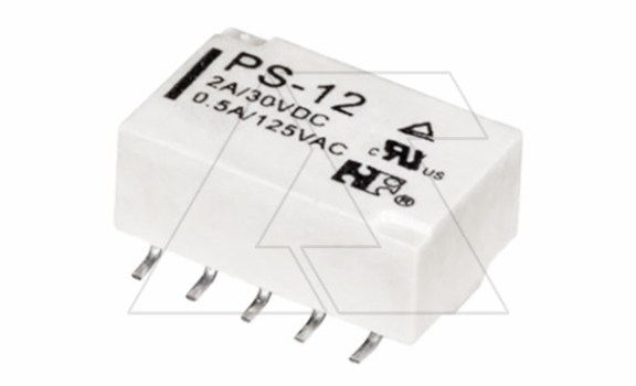 Реле PS-12, 2CO, 2A(30VDC)/0.5A(125VAC), AgPd/Au, 12VDC, SMD, для печатных плат, растр 2.54mm, IP67 фото