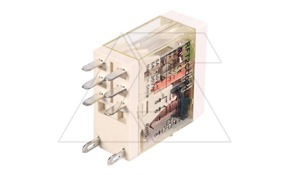 Реле RFT2CO024LT, 2CO, 8A(250VAC/30VDC), 24VDC, мех. индикация, тест-кнопка с блокировкой, LED Shenler даташит схема