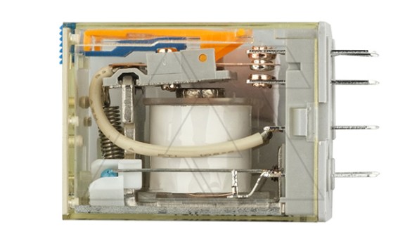 Реле RKE2CO024LT, 2CO, 7A(250VAC/30VDC), 24VDC, мех. индикация, тест-кнопка с блокировкой, LED Shenler даташит схема