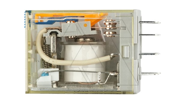 Реле RKE2CO220LT, 2CO, 7A(250VAC/30VDC), 220VDC, мех. индикация, тест-кнопка с блокировкой, LED Shenler даташит схема