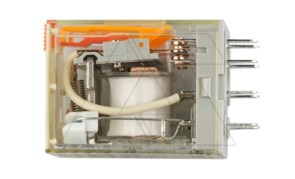 Реле RKE2CO730LT, 2CO, 7A(250VAC/30VDC), 230VAC, мех. индикация, тест-кнопка с блокировкой, LED Shenler даташит схема