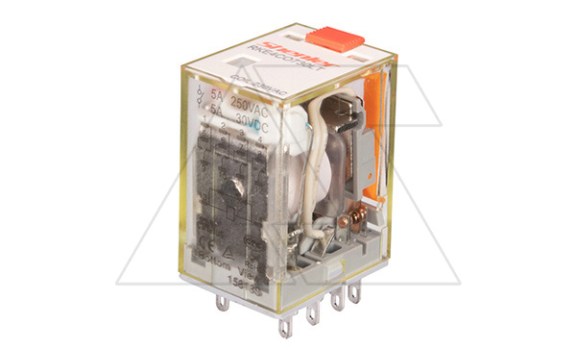 Реле RKE4CO730LT, 4CO, 5A(250VAC/30VDC), 230VAC, мех. индикация, тест-кнопка с блокировкой, LED Shenler даташит схема