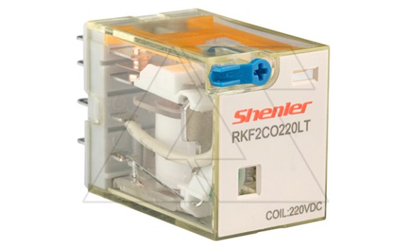 Реле RKF2CO220LT, 2CO, 12A(250VAC/30VDC), 220VDC, мех. индикация, тест-кнопка с блокировкой, LED фото