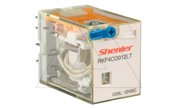 Реле RKF4CO012LT, 4CO, 6A(250VAC/30VDC), 12VDC, мех. индикация, тест-кнопка с блокировкой, LED фото