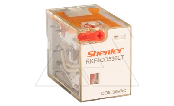 Реле RKF4CO536LT 4CO, 6A, (250VAC/30VDC), 36VAC, мех. индикация, тест-кнопка с блокировкой, LED фото