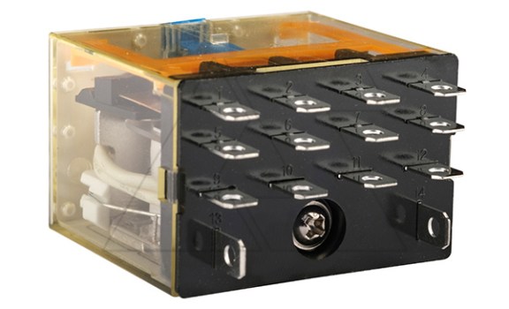 Реле RKL4CO220LTD1, 4CO, 10A(250VAC/30VDC), 220VDC, мех. индикация, тест-кнопка с блокировкой, диод +A1/-A2, LED Shenler даташит схема