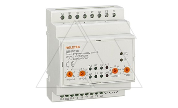 Реле автоматического переключения фаз RM-PC1K, 2x 3P+N, 2NO, 8A(250VAC), L-N 230VAC, Umin+Umax, Ton/off 5_600s/0.3_15s, 3M фото