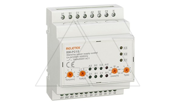 Купить Реле автоматического переключения фаз RM-PC1S, 2x 3P+N, 3NO, 8A(250VAC), L-N 230VAC, Umin+Umax, Ton/off 5_600s/0.3_15s, 3M Reletek фото