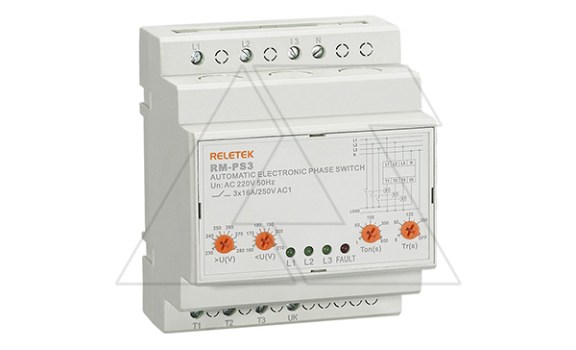 Реле выбора приоритетной фазы RM-PS3, 3NO+N, 16A, 220VAC, Umin(110_210V)/Umax(230_280V), 0.02_0.1s/1_600s, LED, 4,5M фото