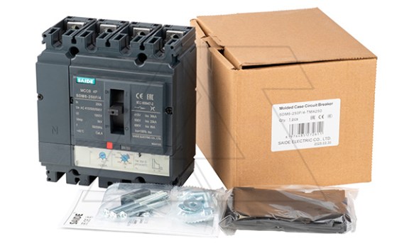 Авт. выключатель SDM6-250F 4P, In=250A, TMA Ir=0.8_1In, Ii=5_10In, Icu/Ics=36kA/400V Saide даташит схема