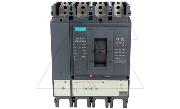 Авт. выключатель SDM6-630L 4P, In=630A, ML2.3, Ir=0.4_1In, Ii=6930A, Isd=1.5_10Ir Icu/Ics=50kA/400V Saide даташит схема