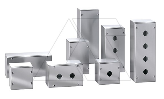 Пост кнопочный 100х100x90мм (ВхШхГ) 1 отв. ⌀22,5мм, нерж.cталь, IP66 фото