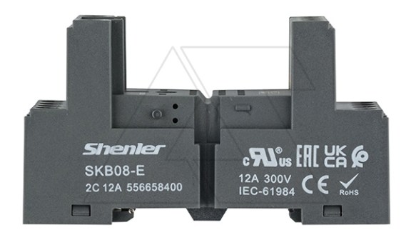 Цоколь SKB08-E, 12A(300V), винтовой зажим, черный, на рейку DIN35/панель, для RKE2, RKF2, R2N, MY2, 55.32, KMY2, PT2, RCM2 фото