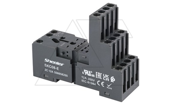 Цоколь SKC08-E, 12A(300V), винтовой зажим, черный, на рейку DIN35/панель, для RKE2, RKF2, R2N, MY2, 55.32, KMY2, PT2, RCM2 фото