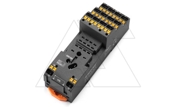 Цоколь SKC14-ST, 8A(300V), push-in, черный, на рейку DIN35/панель, для RKE, RKF, R4N, MY4, 55.34, KMY4, PT4, RCM5 Shenler