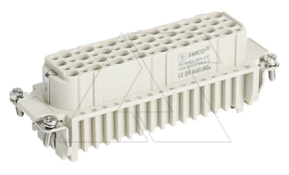 Корпус вставки контактной, размер H24B, тип гнездо, 64P+PE, 10A, 250V, обжимной контакт фото