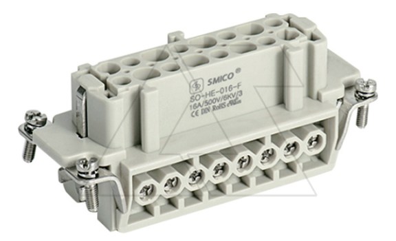 Вставка контактная, размер H16B, тип гнездо, 16P+PE (17-32), 16A, 500V, винтовой зажим фото