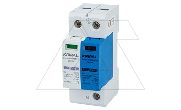 Разрядник SPC-20/280/1P+N, 1P+N, 280VAC, In=20kA(8/20µs), класс C, индикация, 2M фото