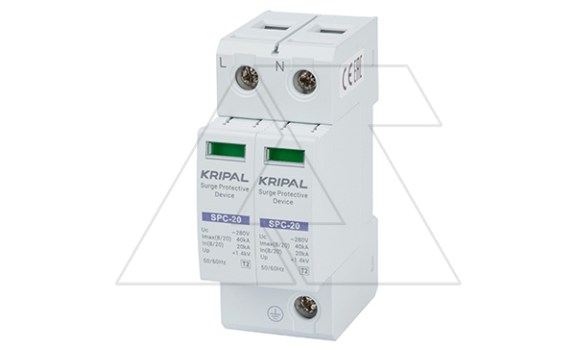Разрядник SPC-20/280/2P, 2P, 280VAC, In=20kA(8/20µs), класс C, индикация, 2M фото