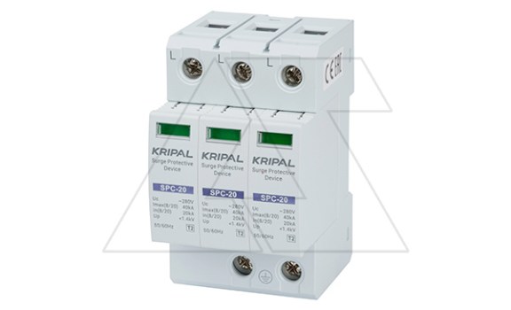 Разрядник SPC-20/280/3P, 3P, 280VAC, In=20kA(8/20µs), класс C, индикация, 3M фото