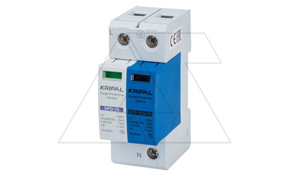 Разрядник SPD-10/280/1P+N, 1P+N, 280VAC, In=10kA(8/20µs), класс D, индикация, 2M фото