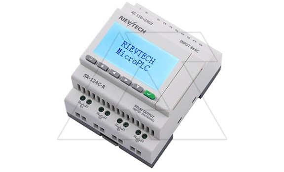 Программируемый логический контроллер SR-12AC-R, 110_240VAC, 8DI, 4RO(10A), RTC, Ethernet, ЖКИ Rievtech даташит схема