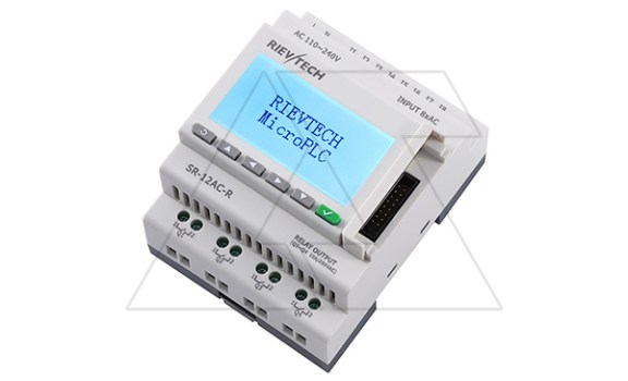 Программируемый логический контроллер SR-12AC-R, 110_240VAC, 8DI, 4RO(10A), RTC, Ethernet, ЖКИ Rievtech даташит схема