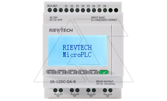 Программируемый логический контроллер SR-12DC-DA-R, 12_24VDC, 8DI(4AI/0_10V), 4RO(10A), RTC, Ethernet, ЖКИ фото