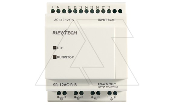 Программируемый логический контроллер SR-12DC-DA-R-B, 12_24VDC, 8DI(4AI/0_10V), 4RO(10A), RTC, Ethernet, без ЖКИ Rievtech даташит схема